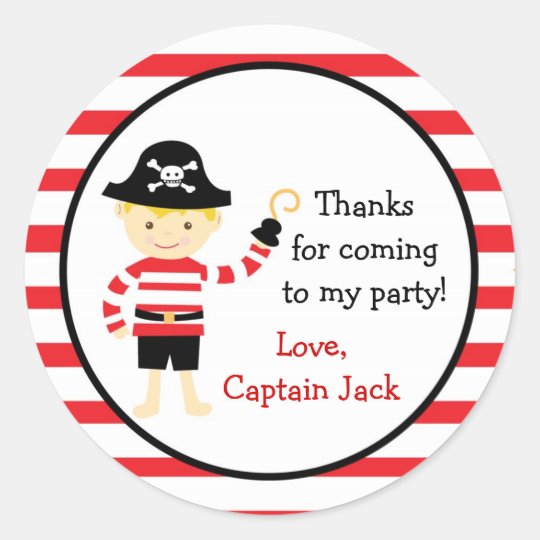 Pirate Birthday Party Favour stickers seals tags