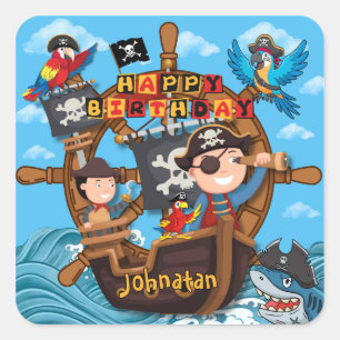 Pirate Birthday Party for Kids Square Sticker