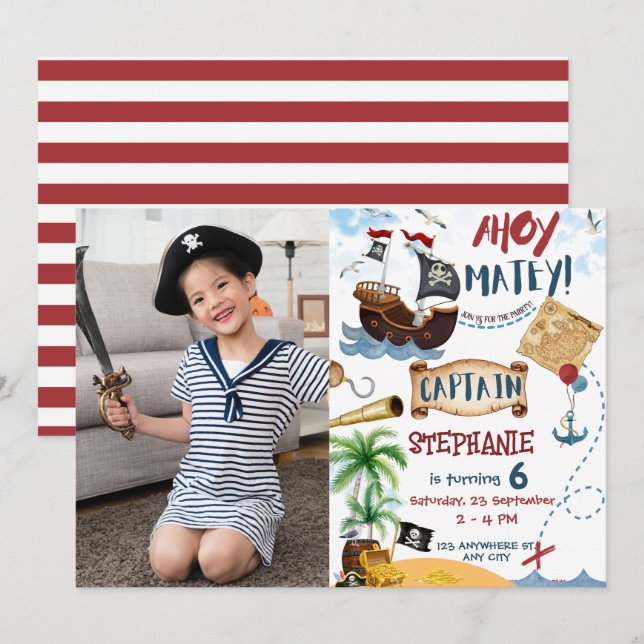 Pirate birthday party invitation (Front/Back)