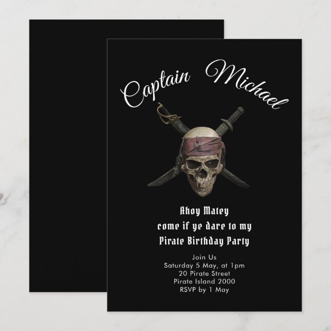 Pirate Birthday Party  Invitation (Front/Back)