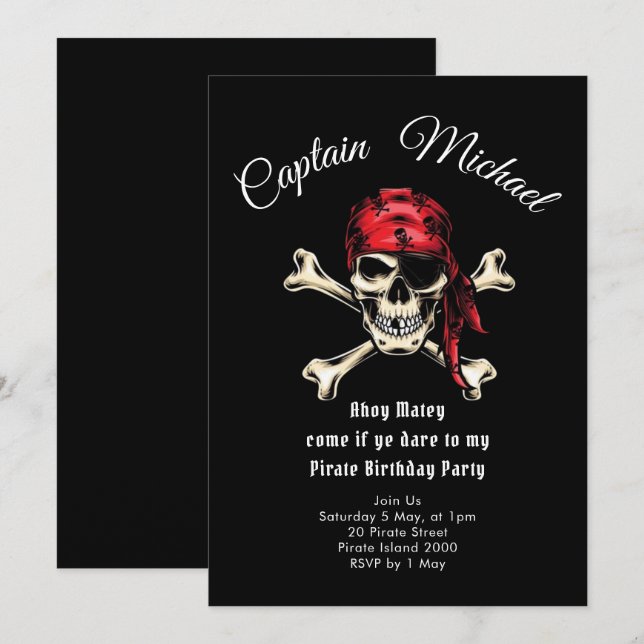 Pirate Birthday Party  Invitation (Front/Back)