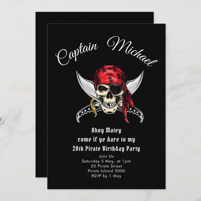 Pirate Birthday Party  Invitation (Front/Back)