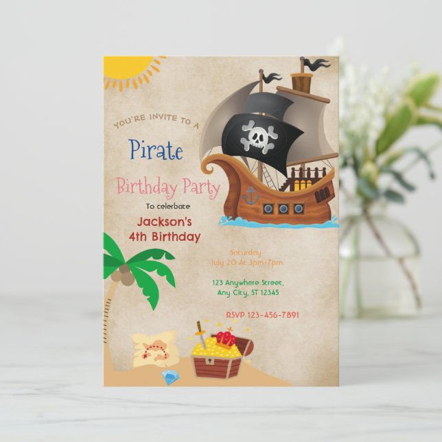 Pirate Birthday Party Invitation (Standing Front)