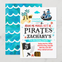 Pirate birthday party invitation Pirates