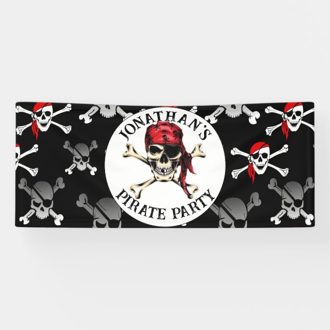 Pirate Birthday Party Skulls Banner (Horizontal)