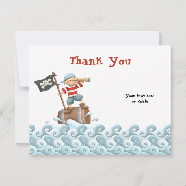 Pirate Birthday Party Thank You Card (Front)