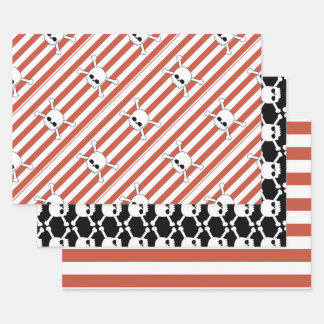 pirate birthday party with skulls wrapping paper sheet