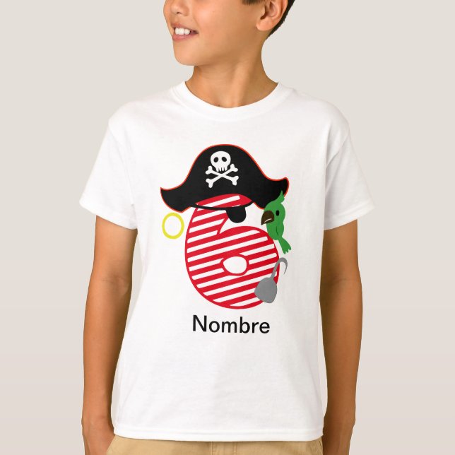 Pirate Birthday T-Shirt, 6 T-Shirt (Front)