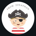 Pirate birthday thank you. Kids party. Baby boy Classic Round Sticker<br><div class="desc">Contact me,  please,  if you need additional items.</div>