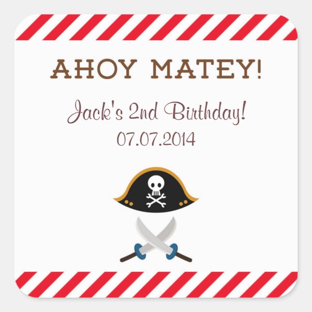 Pirate Birthday Thank You Stickers (Front)