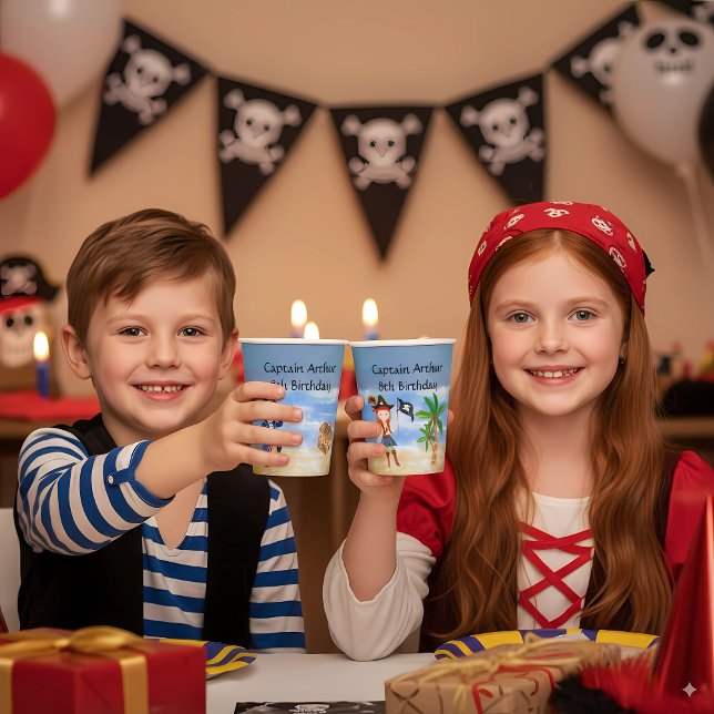 Pirate birthday themed party treasure parrot paper cups (Creator Uploaded)