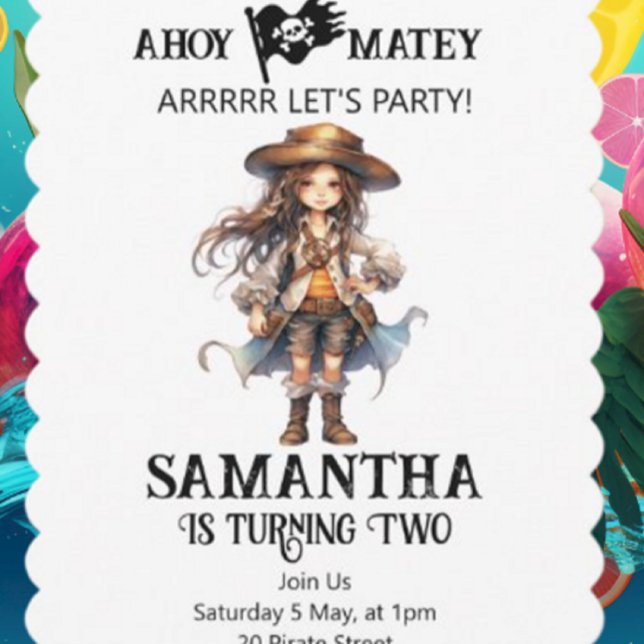 Pirate Birthday Two Girl Invitation (Party Pirates  Is The Destination For Every Celebration And Every Moment.)