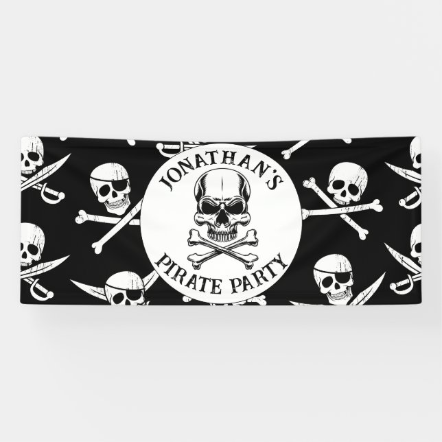 pirate birthday under the sea theme banner (Horizontal)