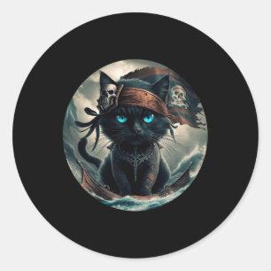 Pirate Black Cat  Classic Round Sticker