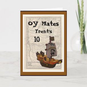 Pirate Boat and Map Birthday Card