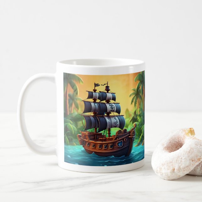 Pirate boat coffee mug (With Donut)