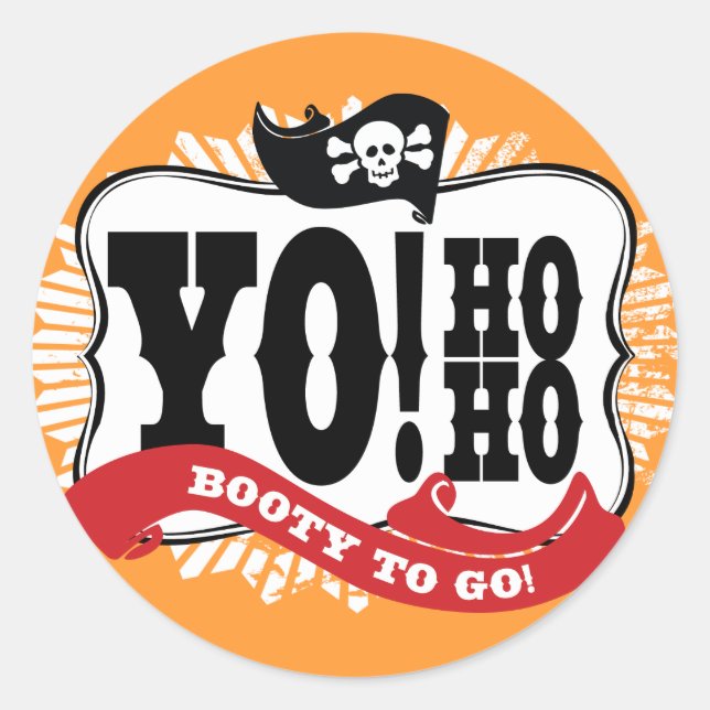 Pirate Booty Sticker for Favour Bags or Gifts (Front)