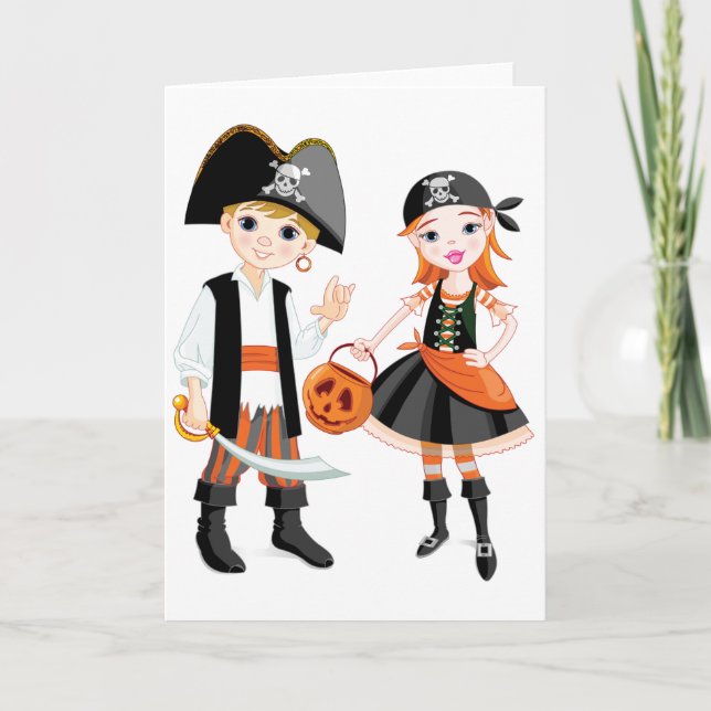 Pirate Boy And Girl Greeting Cards (Front)