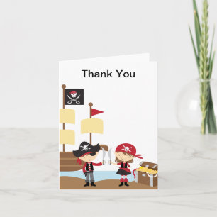 Pirate Boy and Girl Thank You Note Cards