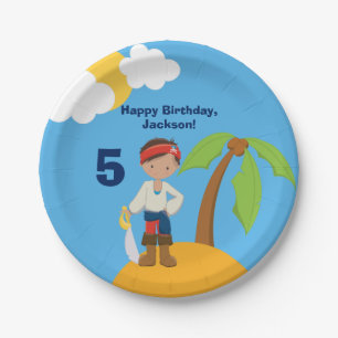 Pirate Boy Beach Summer Kids Pool Birthday Party Paper Plate