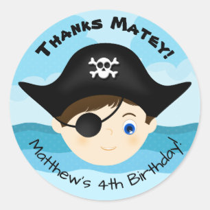 Pirate Boy Classic Round Sticker