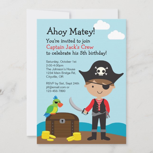 Pirate Boy Invitation (Front)