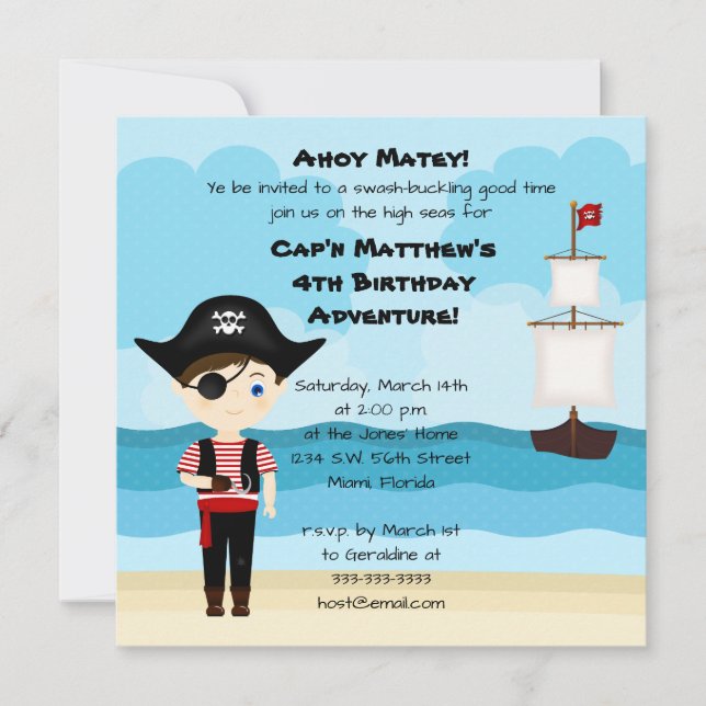 Pirate Boy Invitation (Front)