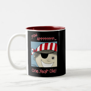 Pirate Boy one year old Two-Tone Coffee Mug