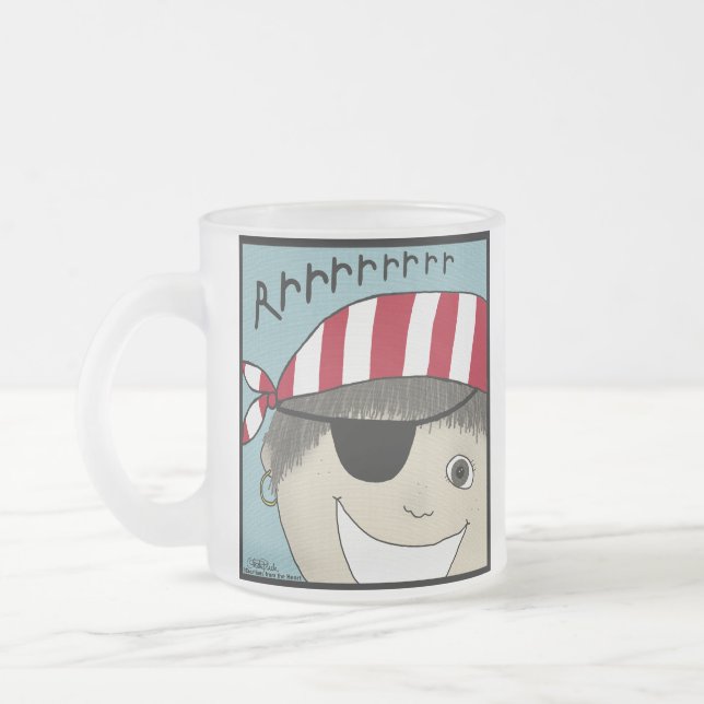 Pirate Boy Rrrrrr Frosted Glass Coffee Mug (Left)