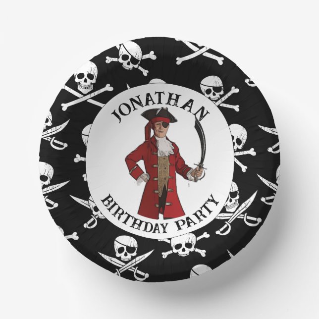 Pirate BOY Skulls  Paper Plate (Front)
