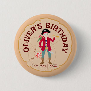 Pirate Boy Treasure Map Fun Birthday Party 6 Cm Round Badge