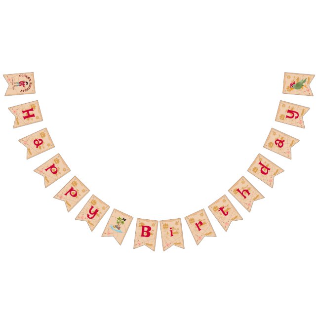 Pirate Boy Treasure Map Fun Birthday Party Bunting (All)