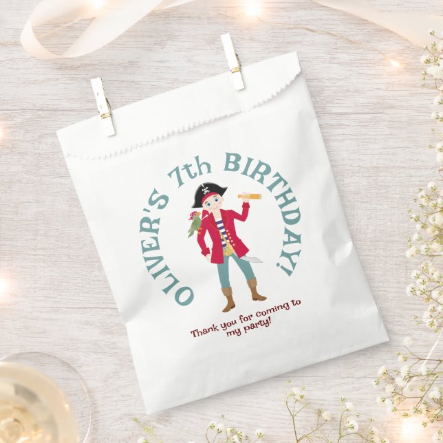Pirate Boy Treasure Map Fun Birthday Party Favour Bags (Clipped)