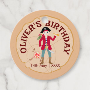 Pirate Boy Treasure Map Fun Birthday Party Favour Tags