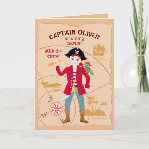 Pirate Boy Treasure Map Fun Birthday Party Invitation