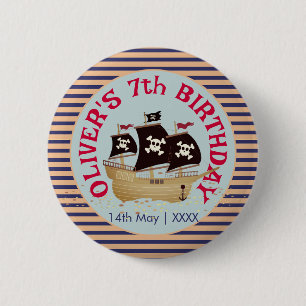 Pirate Boy Treasure Map Fun Birthday Party Ornamen 6 Cm Round Badge