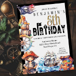 Pirate Boy's 5th Birthday Invitation<br><div class="desc">Pirate Boy's 5th Birthday Invitations. Easy To Change The Sample Text To Your Own By Clicking Personalise. Click Personalise/Edit With Design Tool To Change The Font Type, Font Colour, Font Size, Or To Add/Delete/Change The Text Or Design Elements. This Birthday Invitation Is Available For The 4th, 5th, 6th, 7th, 8th,...</div>