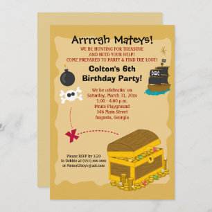 Pirate Boy's Birthday Invitation 5x7