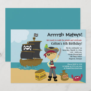 Pirate Boy's Birthday Invitation 5x7