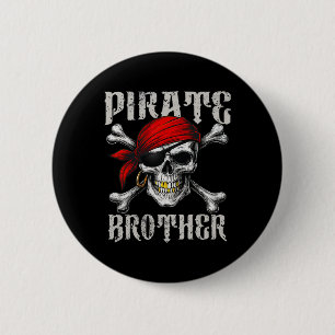 Pirate Brother Jolly Roger Flag And Skull Crossbon 6 Cm Round Badge