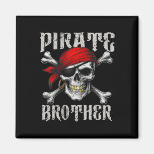 Pirate Brother Jolly Roger Flag And Skull Crossbon Magnet