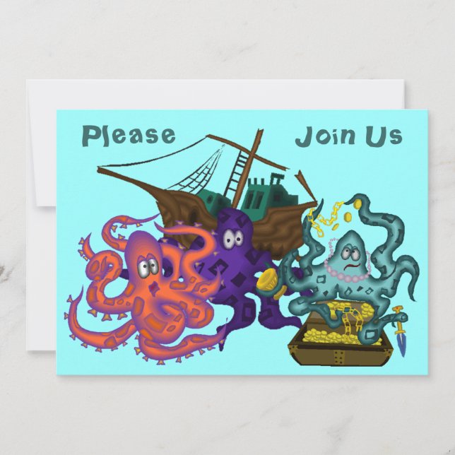 Pirate Buried Treasure Underwater Life Invitation (Front)