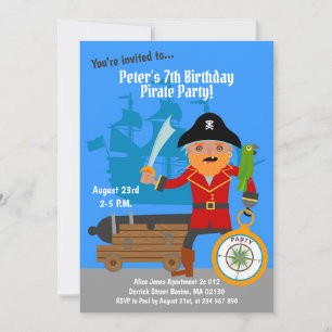 Pirate captain adventure Birthday Party Invitation
