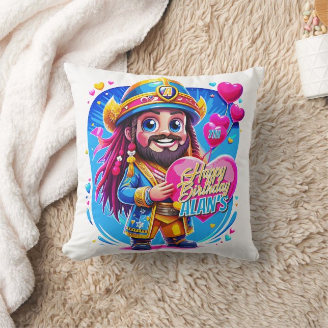 Pirate Captain Birthday Kids Gifts Illustration Cushion (Blanket)