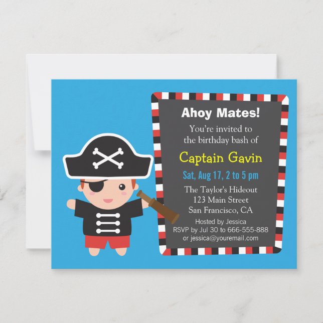 Pirate Captain Boy Birthday Party Invitation (Front)