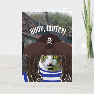 PIRATE CAPTAIN CAT BIRTHDAY Greeting Cards