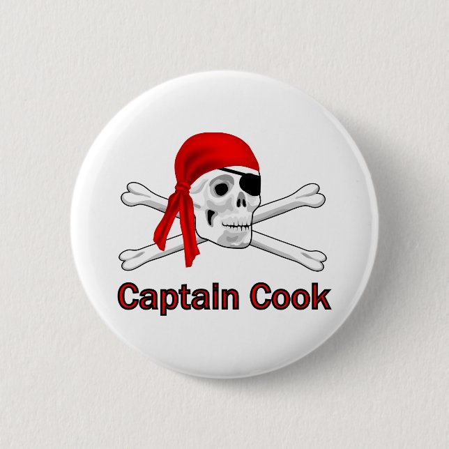 Pirate Captain Cook Pin Back Button (Front)