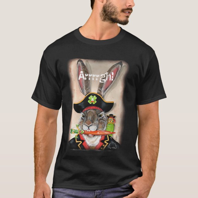 Pirate Captain Jack Rabbit Parakeet Animal Mens T-Shirt (Front)