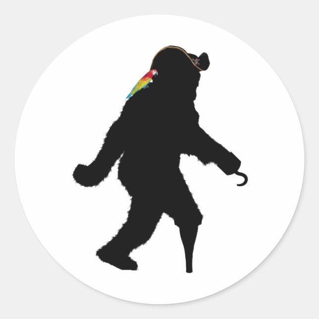 Pirate Captain Sasquatch Classic Round Sticker (Front)