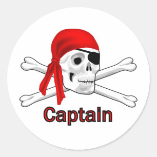 Pirate Captain Skull and Bones Sticker